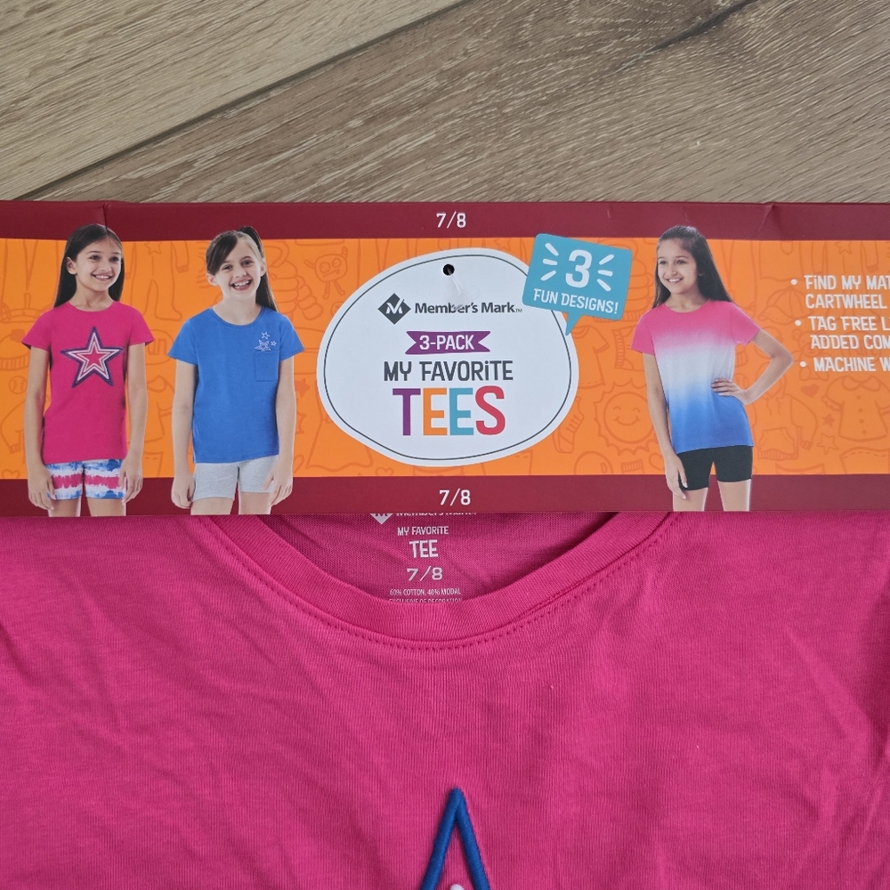 Members Mark 3 Pack Of Girls Shirts Tees